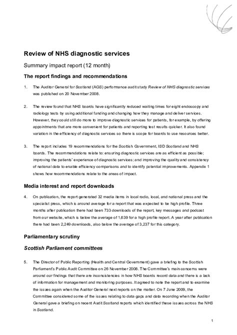 nhs service review report template
